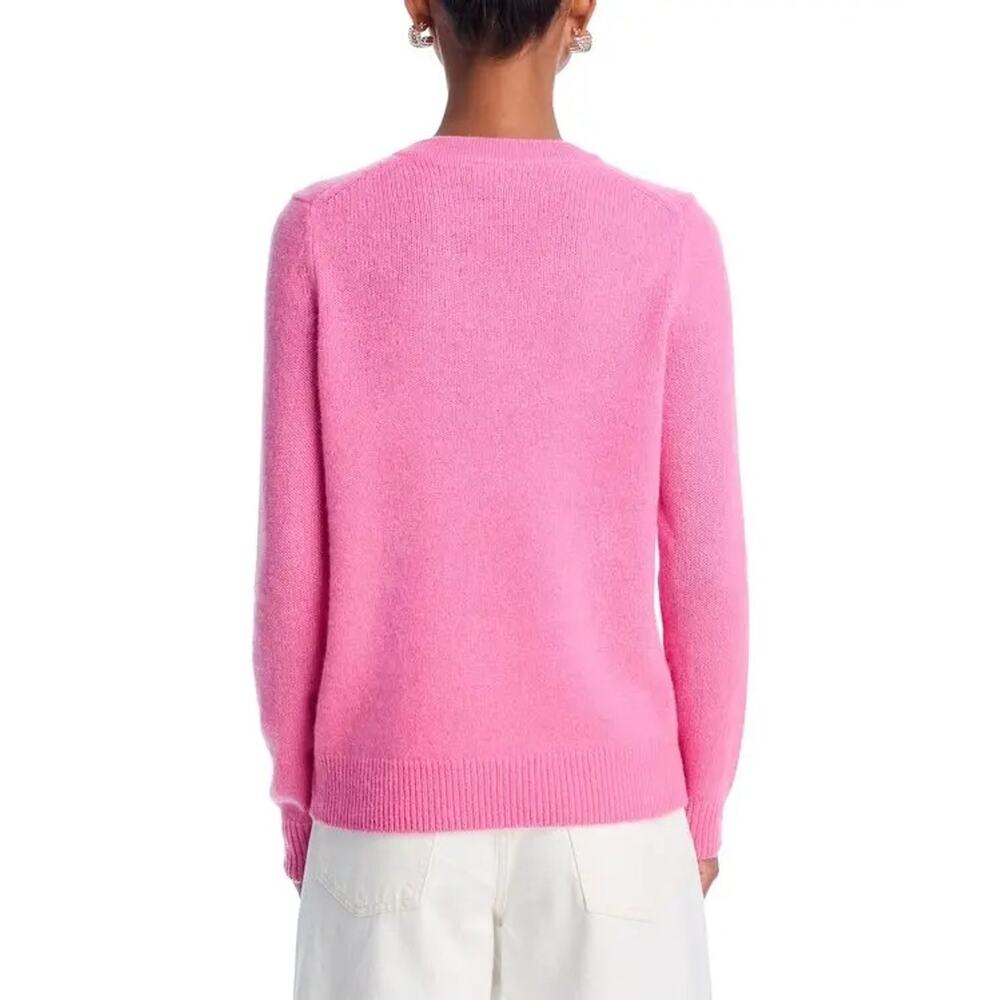 C by Bloomingdale's Women Flamingo Pink Cashmere Knit V-neck Sweater Size XS - Picture 3 of 8